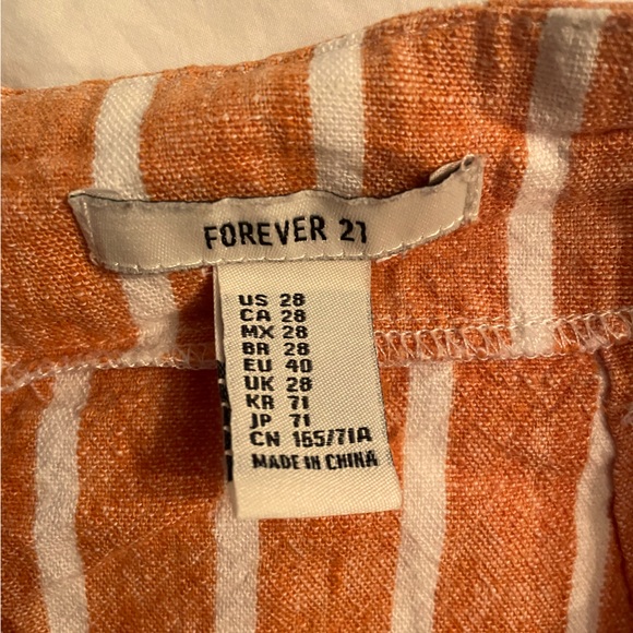 Forever 21 Orange and White Stripped Shorts Size: 28 - Picture 2 of 3